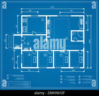 Blueprint House Plan Drawing. Figure Of The Jotting Sketch Of The ...