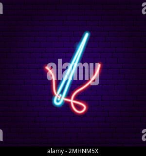 Needle and Thread Neon Sign Stock Vector