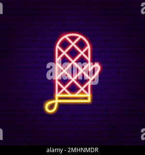 Cooking Glove Neon Sign Stock Vector