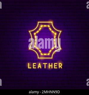 Leather Neon Label Stock Vector