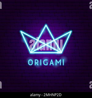 Origami Neon Label Stock Vector