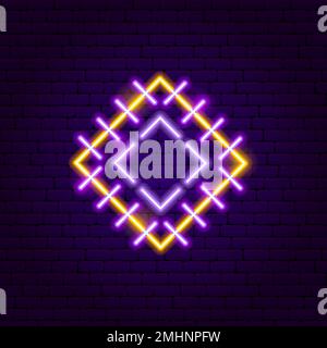 Fabric Sewing Neon Sign Stock Vector