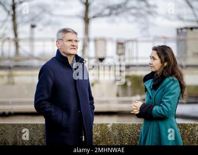 HALSTEREN - Dijkgraaf Kees Jan de Vet (Brabantse Delta Water Board) and deputy Anne-Marie Spierings (Province of North Brabant) during a working visit by the standing parliamentary committee on Justice and Security to a sewage treatment plant. The visit is in the context of drug crime and waste dumping. ANP SEM VAN DER WAL netherlands out - belgium out Credit: ANP/Alamy Live News Stock Photo