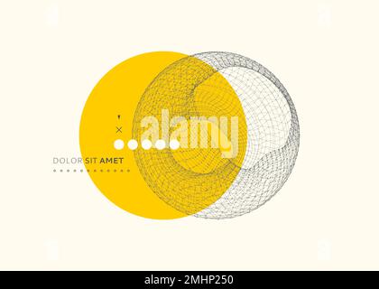 Wireframe object with lines and dots. Abstract 3D connection structure. Geometric shape for design. Molecular grid. Technology style. Vector illustrat Stock Vector