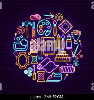 Handicraft Neon Concept Stock Vector