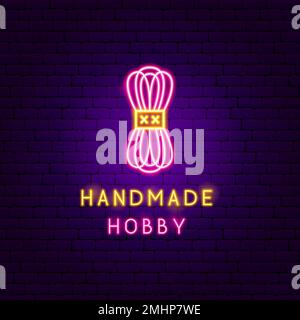 Handmade Hobby Neon Label Stock Vector