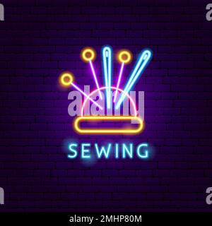 Sewing Neon Label Stock Vector