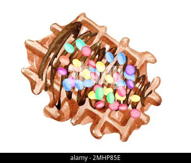 Belgium waffles set watercolor illustration isolated on white ...