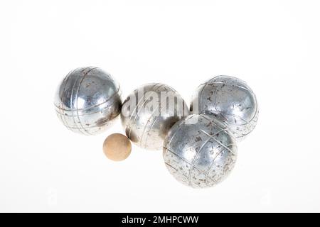 Petanque Balls with a Jack (cochonnet) Stock Photo - Image of