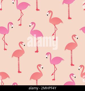Seamless animal pattern background, cute flamingo vector summer illustration Stock Vector