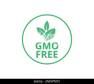 Isolated GMO Free symbol in green color. Concept of packaging and regulations. Stock Vector
