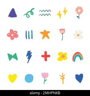 Colorful cute hand drawn vector set Stock Vector