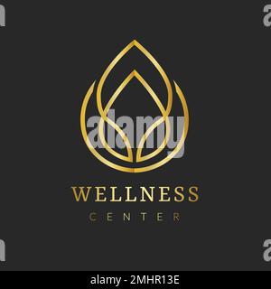 Gold spa logo template, aesthetic health and wellness business branding design vector set Stock Vector