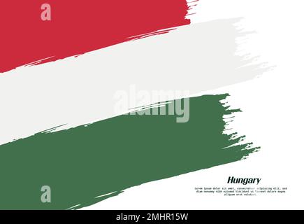 Hungary flag brush concept. Flag of Hungary grunge style banner background Stock Vector