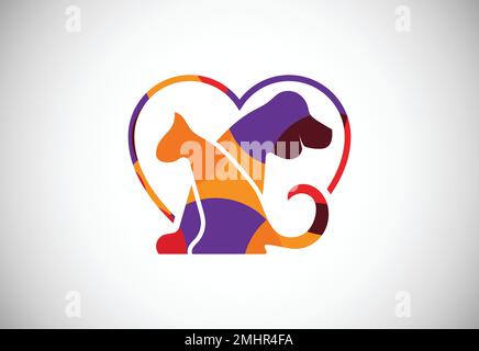 Low poly pet care logo design template. Animal logo design vector icon illustration Stock Vector
