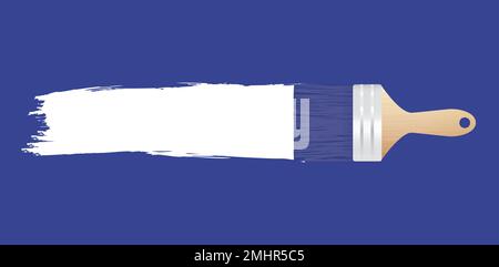 Paint brush with long stroke isolated on blue background Stock Vector