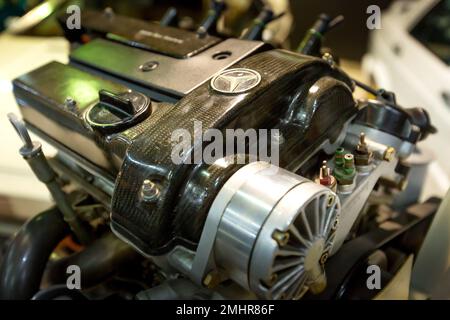 Amman, Jordan, December 07, 2018 : Mercedes engine close-up at the exhibition in the King Abdullah II car museum Stock Photo