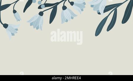 Blue botanical copy space mobile wallpaper vector Stock Vector