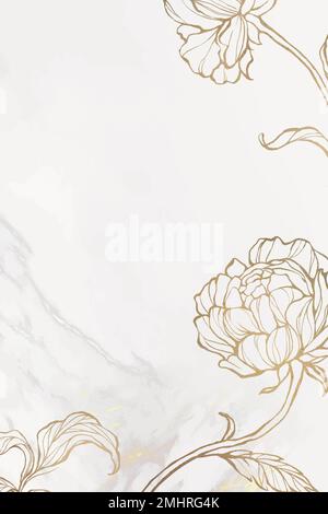 Gold floral outline on marble background vector Stock Vector