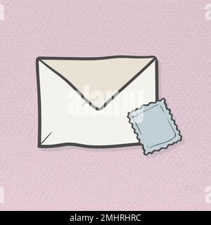 Envelope and stamp doodle template vector Stock Vector