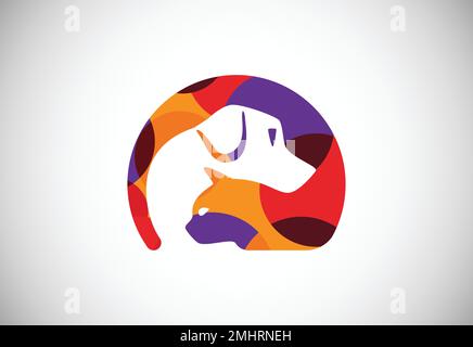 Low poly pet care logo design template. Animal logo design vector icon illustration Stock Vector
