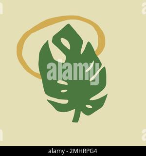 Green Monstera leaf design element vector Stock Vector