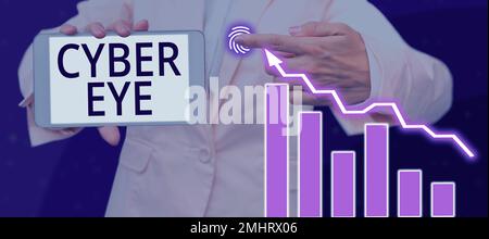Hand writing sign Cyber Eye. Business concept tool engages in building smart technologies in cybersecurity Stock Photo