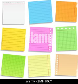 Set of different colored paper notes, vector eps10 illustration Stock Vector