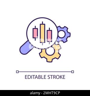 Studying setups of stock market trading RGB color icon Stock Vector