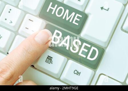Writing displaying text Home Based. Business idea banking transactions are performed directly by telephone Stock Photo