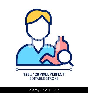 Gastroenterology pixel perfect RGB color icon Stock Vector