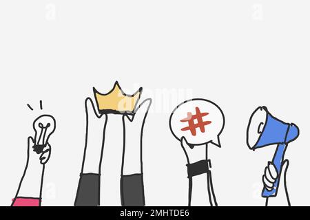 Social media doodle vector, content marketing concept Stock Vector