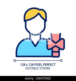 Endocrinology pixel perfect RGB color icon Stock Vector