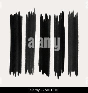 Ink brush stroke element vector set in black Stock Vector