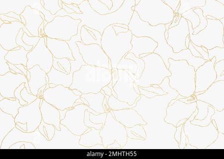 Floral pattern wallpaper vector with hand drawn gold flower Stock Vector