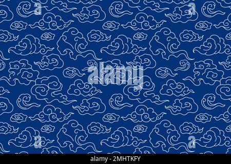 Chinese blue background, cloud pattern illustration vector Stock Vector