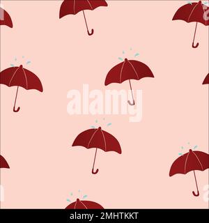 Pink seamless pattern background, umbrella illustration vector Stock Vector