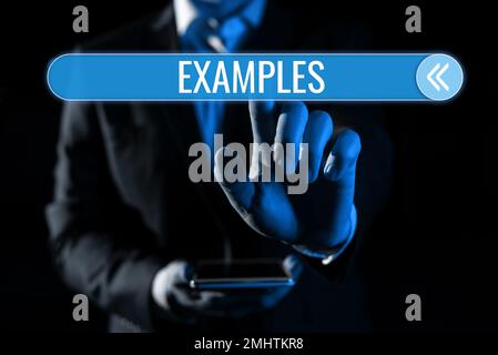 Writing displaying text Examples. Business idea photo Sample Model to follow Guide Explanation For instance Stock Photo