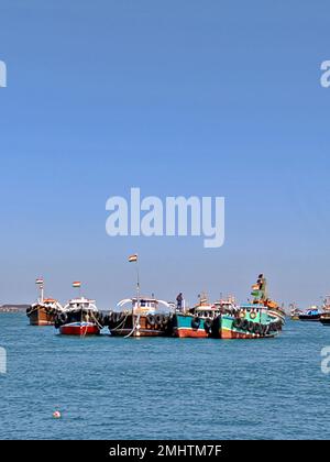 Beyt/Bet Dwarkadhish Temple boat/ferry ride/Dwarka/Gujarat Stock Photo