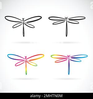 Vector of hand drawn doodle style dragonfly isolated on white background. Animal. Insect. Easy editable layered vector illustration. Stock Vector