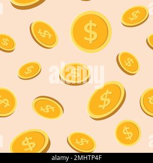 Gold coin seamless pattern background, money vector finance illustration Stock Vector