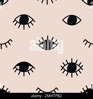 Seamless eyes pattern background, psychedelic mystic halloween vector illustration Stock Vector