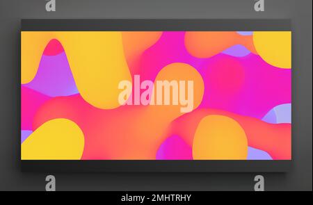 Background with colorful spots and sprays. Paint splash. Banner made of bright stains. Design for flyer, poster, cover or brochure. 3D vector illustra Stock Vector