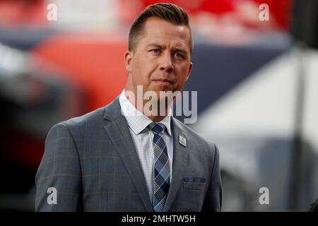 NFL Network James Palmer, right, interviews Philadelphia Eagles