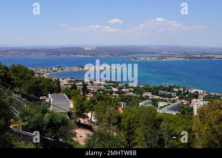 Sete city harbour in France from Mont Saint Clair panoramic view Mediterranean coast Stock Photo