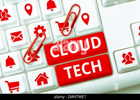 Conceptual display Cloud Tech. Word for storing and accessing data and programs over the Internet Stock Photo