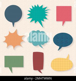 Colorful speech bubble vector set, flat paper design Stock Vector