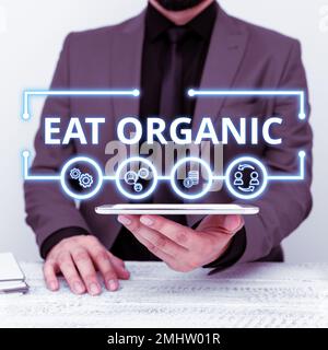 Text caption presenting Eat Organic. Business idea Reduction of eating sweets Diabetic control dieting Stock Photo