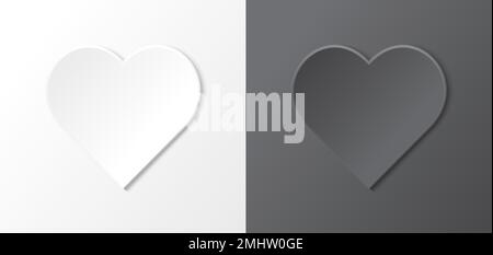 Paper Style White Black Heart Set Valentine Wedding Vector Illustration Stock Vector