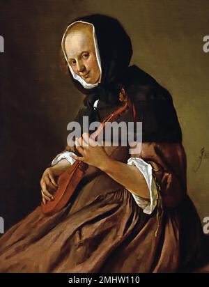 Cist playing woman 1662 by Jan Steen 1626 - 1679 The Netherlands, Dutch, Holland Stock Photo